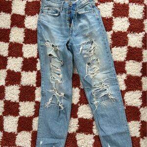 Distressed Blue Denim Jeans